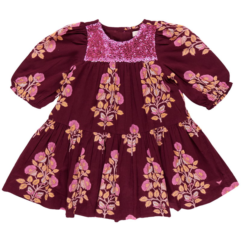 Pink Chicken Fiona Dress in Burgundy Bouquet Floral