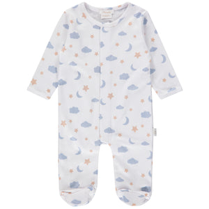 Pimalu Snap Footie in Light Blue Moon & Stars