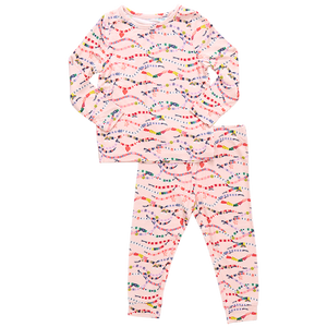 Pink Chicken Bamboo Pajama Set in Friendship Bracelet Era