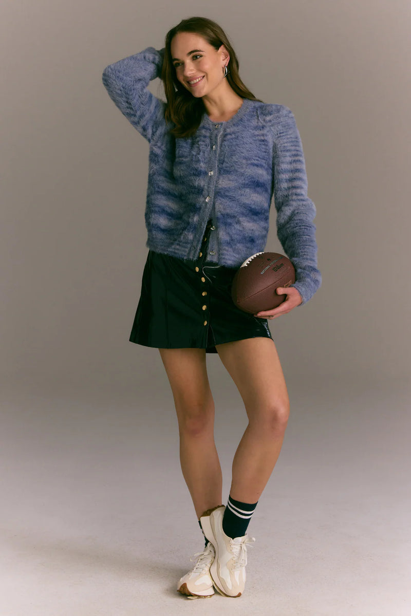 Allison Jeweled Sloan Cardigan in Blue Space Dye