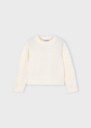 Mayoral White Angora Sweater with Star Detail