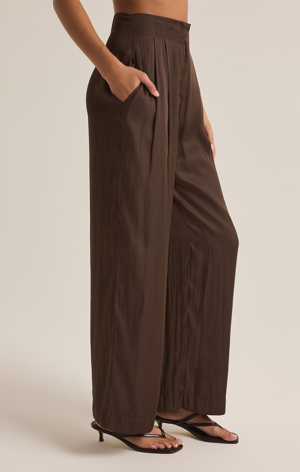 Z Supply Lisse Wide Leg Pant in Dark Chocolate