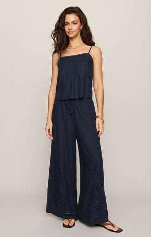 Z Supply Sid Embroidered Woven Pant in Eclipse