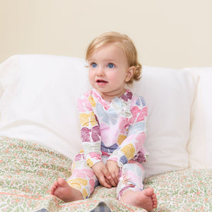 Pink Chicken Bamboo Ruffle Romper in Bright Multi Bows