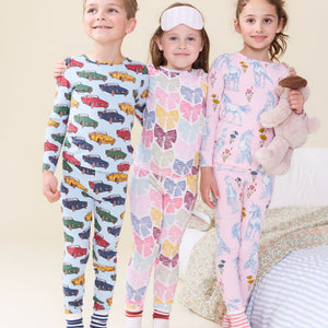 Pink Chicken Bamboo Pajama Set in Bright Multi Bows