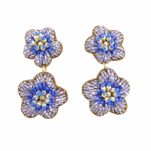 Small Bali Flower Earrings in Periwinkle