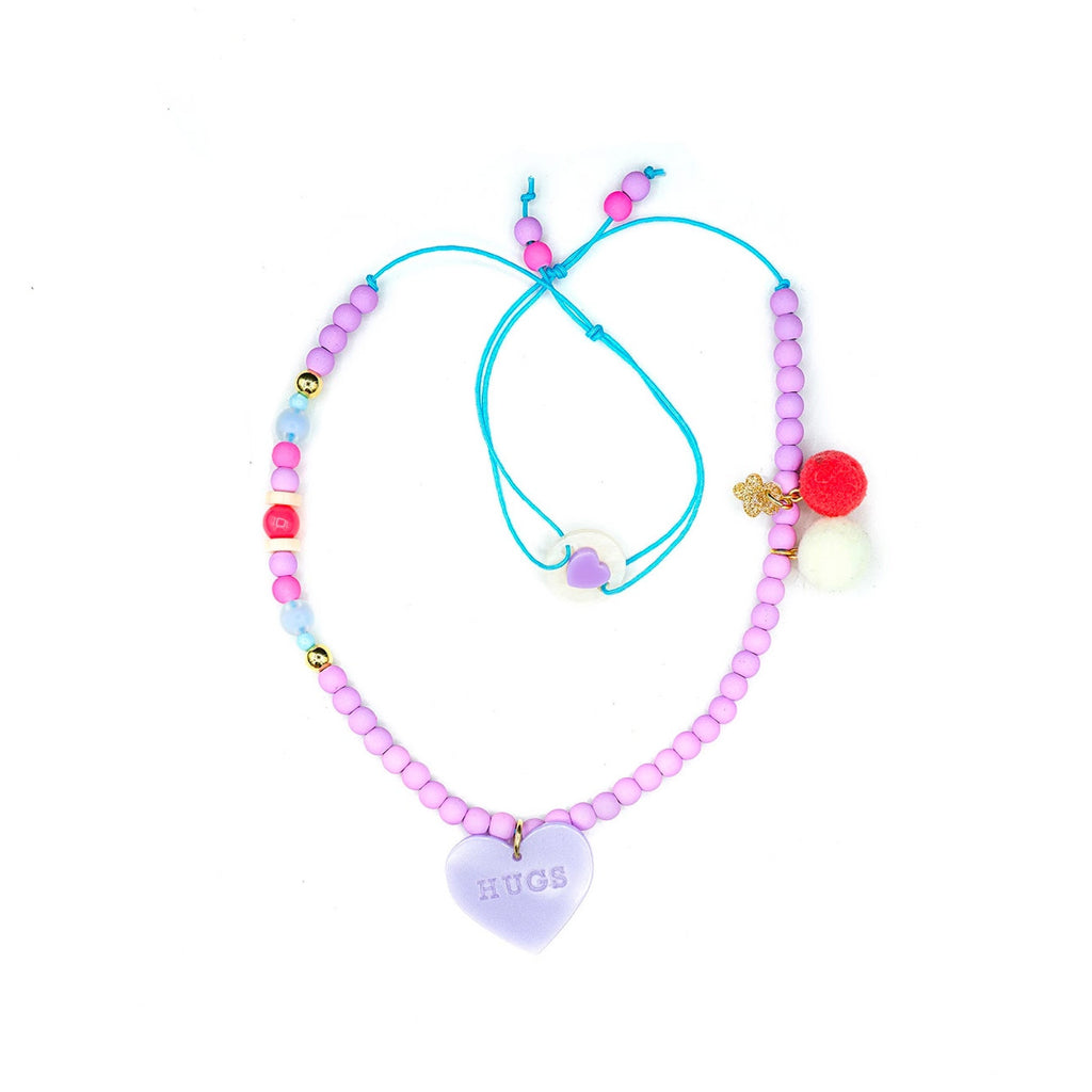 Lilies & Roses Heart Necklace in Lavender