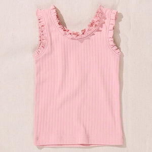 Pink Chicken Joy Ruffle Rib Tank in Pink