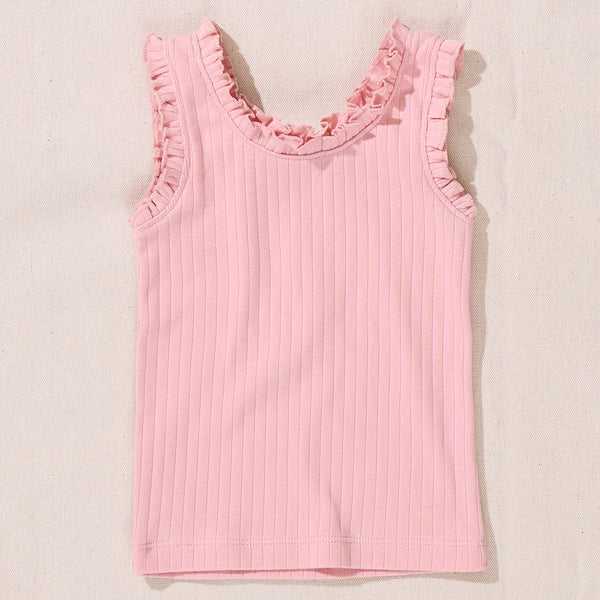 Pink Chicken Joy Ruffle Rib Tank in Pink