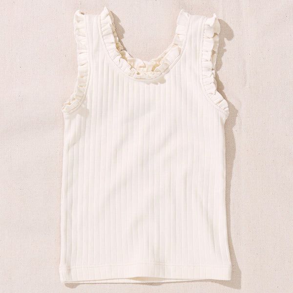 Pink Chicken Joy Ruffle Rib Tank in Cream