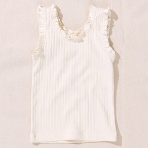 Pink Chicken Joy Ruffle Rib Tank in Cream