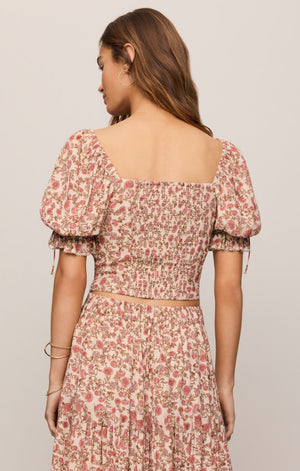 Z Supply Moira Floral Top in Sandshell