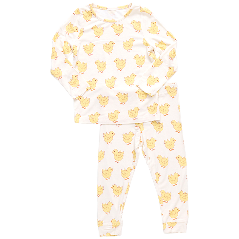 Pink Chicken Bamboo Pajama Set in Chicks