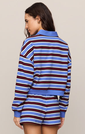 Z Supply Low Key Stripe Henley in Bay Blue