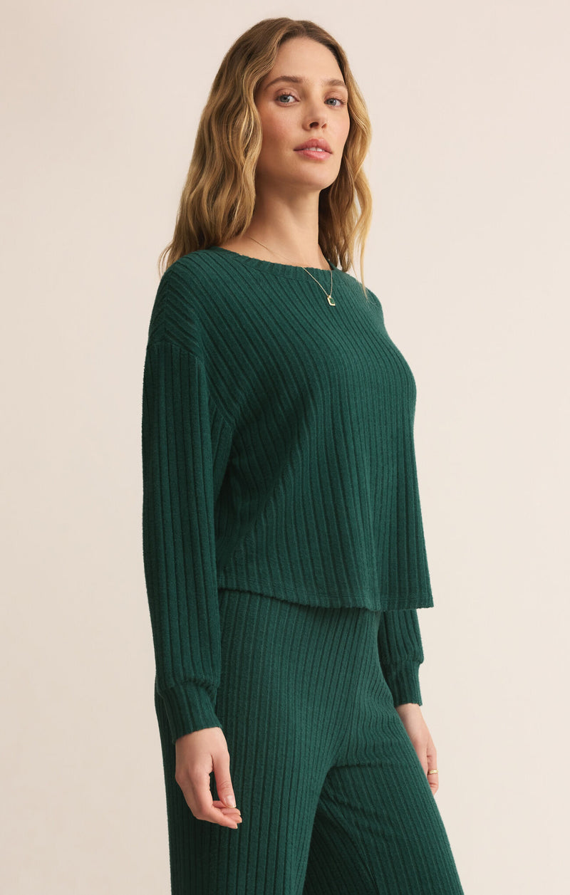 Z Supply Elfie Rib Top in Evergreen