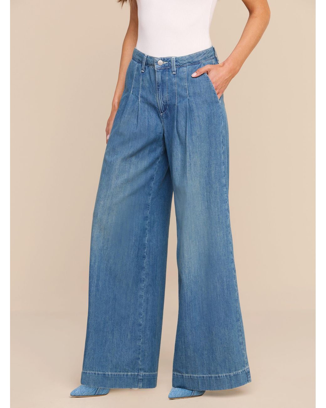 L'Agence Jayani High Rise Pleated Wide Leg Pant in Saratoga