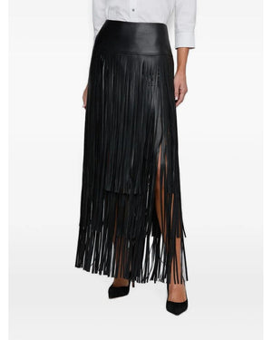 L'Agence Karoline Maxi Fringe Skirt in Black