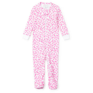 Lila + Hayes Parker Zip Footie in Pink Confetti Hearts