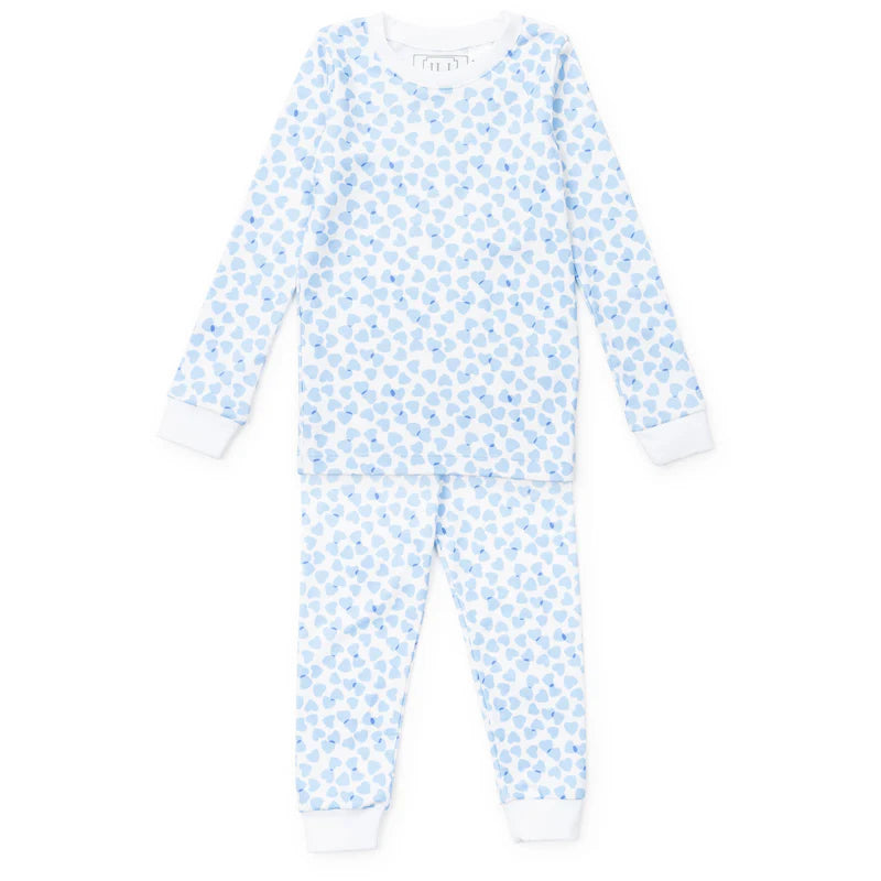 Lila + Hayes Grayson Pajama Set in Blue Confetti Hearts