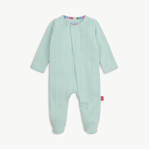 Magnetic Me Footie in Seagrass Pointelle Love Lines