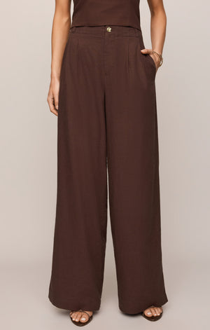 Z Supply Magnolia Linen Pant in Chocolate Cherry