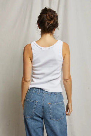 perfectwhitetee Maria V-neck Rib Tank in White