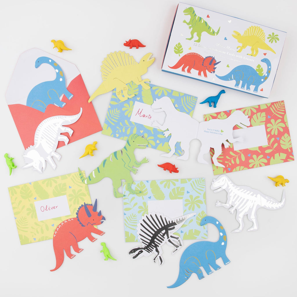 Meri Meri Dinosaurs Valentine's Cards & Erasers Set