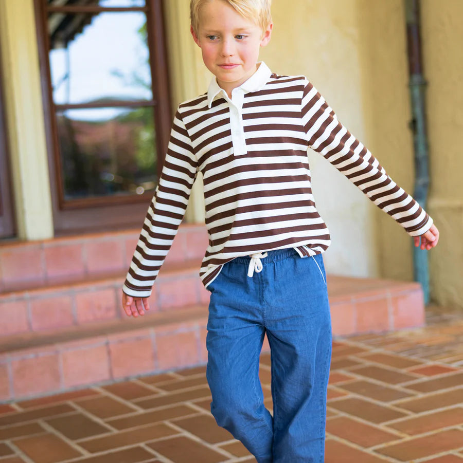 Minnow Brown Stripe Rugby Shirt in Coca
