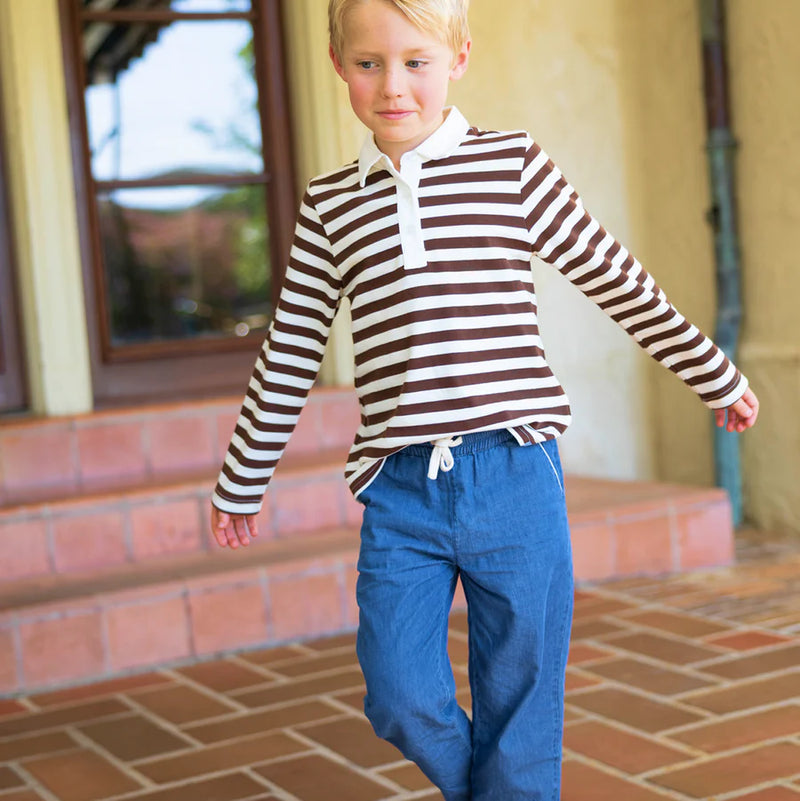 Minnow Brown Stripe Rugby Shirt in Coca