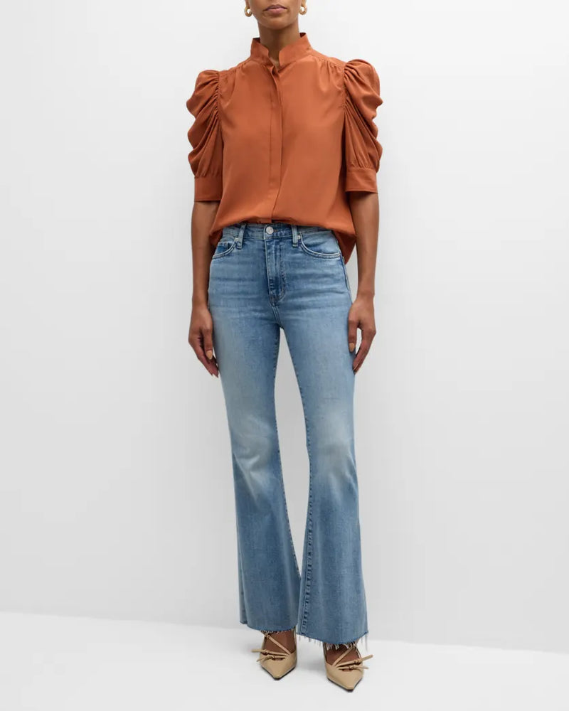 Frame Gillian Silk Top in Deep Rust Silk