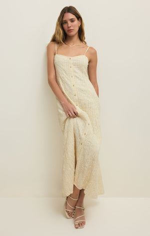 Z Supply Angel Eyes Textured Midi Dress in Champagne