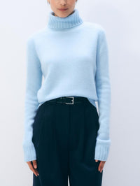 CASHMERE RIBBED TRIM TURTLENECK