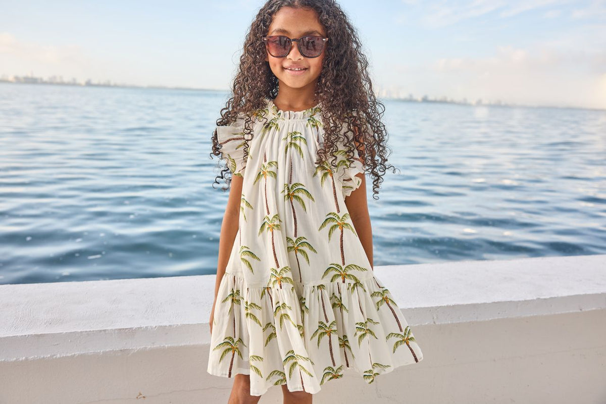 Pink Chicken Harper Dress in Palm Trees