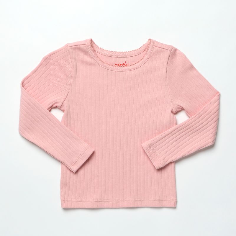 Coop Kids By Pink Chicken Long Sleeve Seesaw Rib Tee in Pink