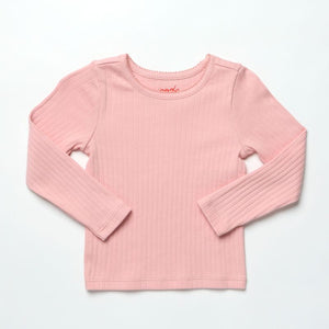 Coop Kids By Pink Chicken Long Sleeve Seesaw Rib Tee in Pink