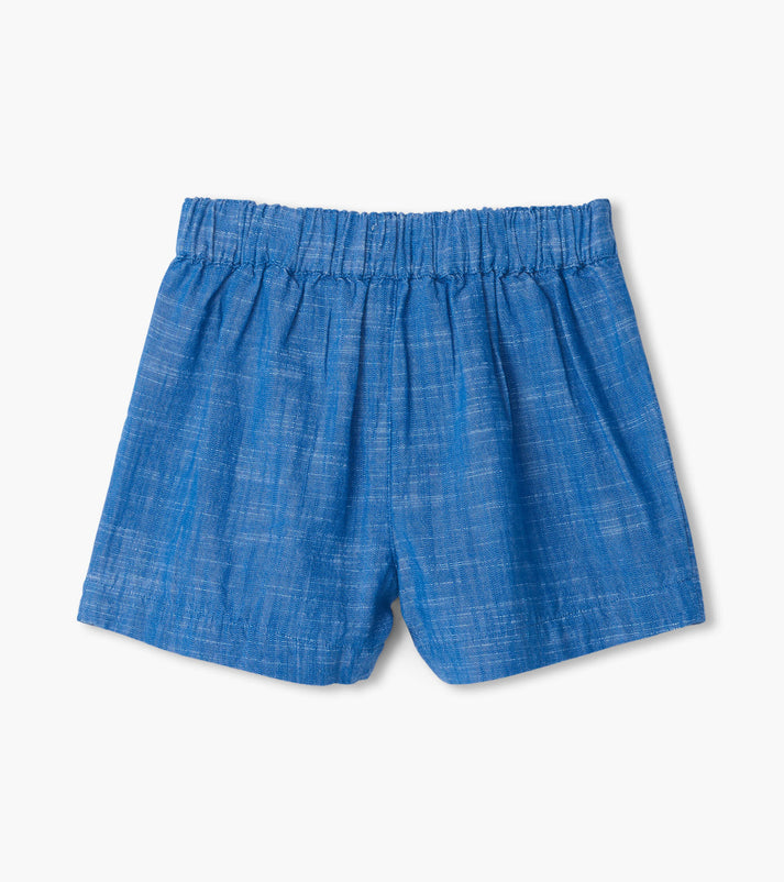 Hatley Belted Paperbag Shorts in Chambray