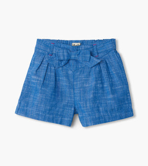 Hatley Belted Paperbag Shorts in Chambray