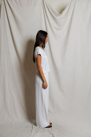 perfectwhitetee Pearl Japanese Jersey V-neck Tee in White