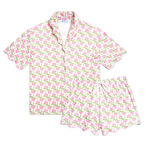 Joy Street Women's Short Pajama Set in Pink Hydrangeas