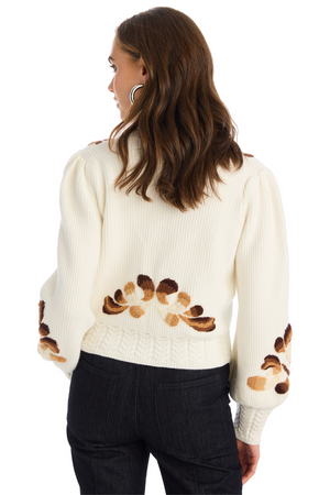 Allison Piper Cardigan in Ivory/Brown