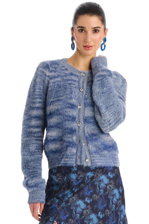 Allison Jeweled Sloan Cardigan in Blue Space Dye