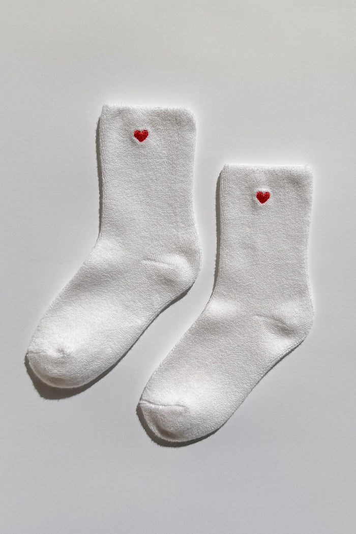 Le Bon Shoppe Embroidered Cloud Socks - in White + Heart