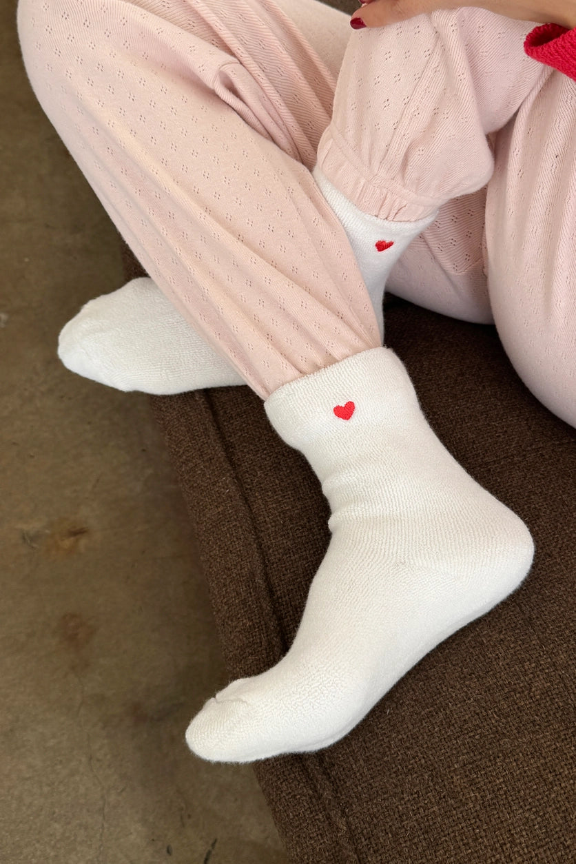 Le Bon Shoppe Embroidered Cloud Socks - in White + Heart