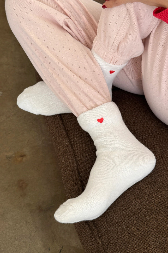 Le Bon Shoppe Embroidered Cloud Socks - in White + Heart