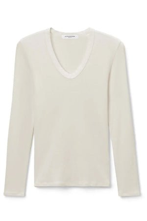 PerfectWhiteTee Robyn Long Sleeve Luxe Rib U Neck in Sugar