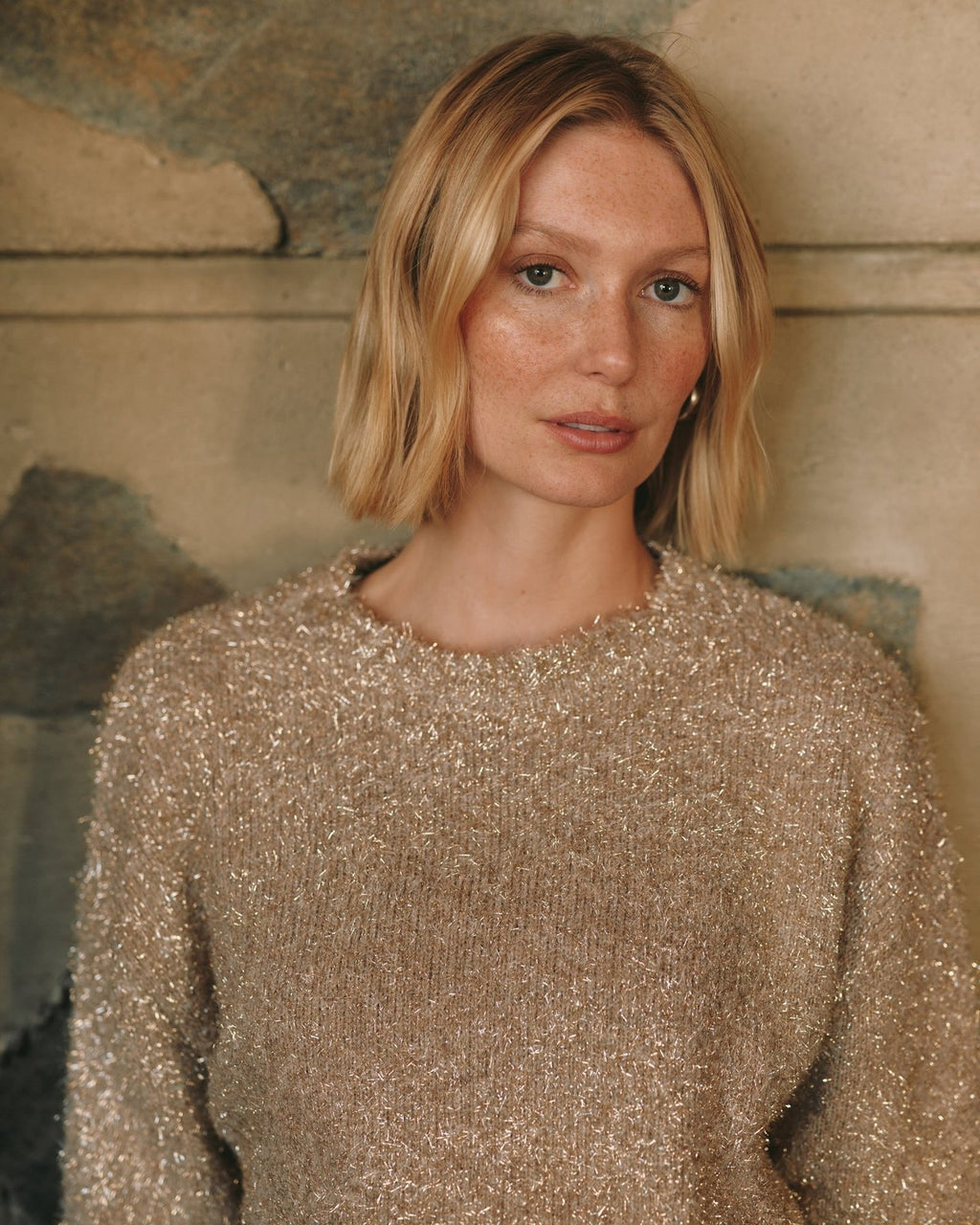 Bella Dahl Slouchy Sweater in Gold Shimmer