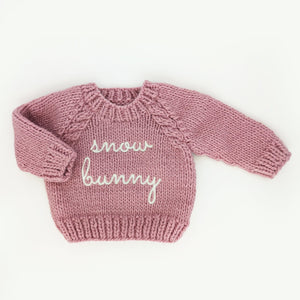 Huggalugs Crewneck Sweater in Rosy Snow Bunny