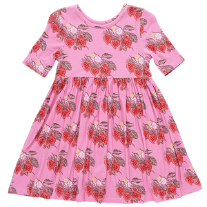 Pink Chicken Bamboo Steph Dress in Wild Pink Strawberries