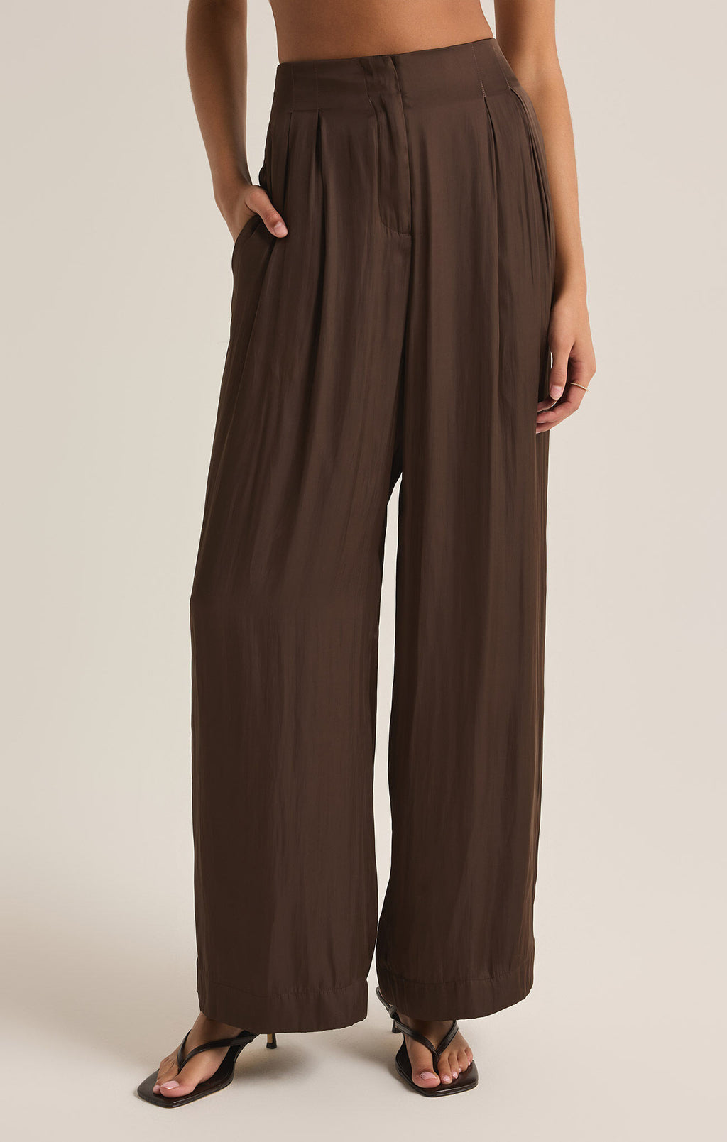 Z Supply Lisse Wide Leg Pant in Dark Chocolate