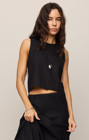 Z Supply Sloane Linen Tank in Black